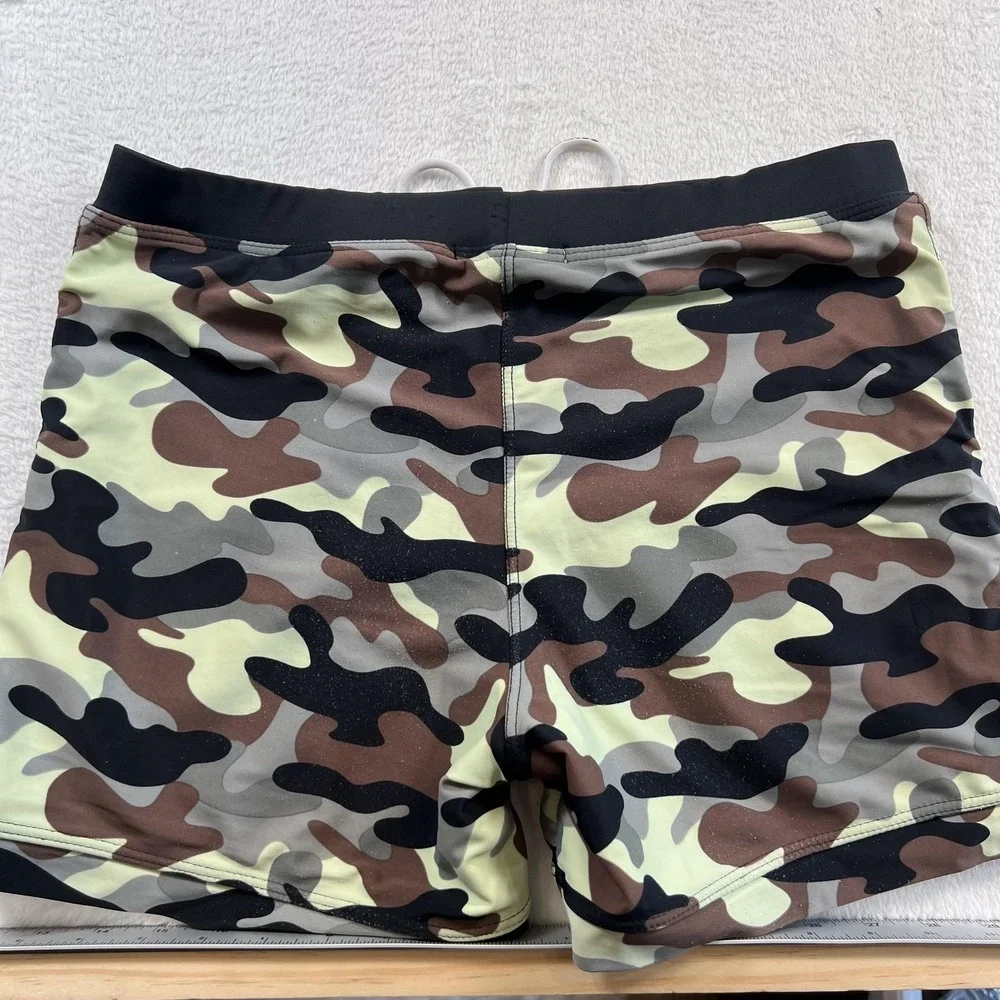 Taddlee Swim Trunks Shorts Mens M Camo Print Stretch Lined Drawstring Pockets